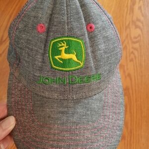 John Deere Pink and grey women's baseball hat
